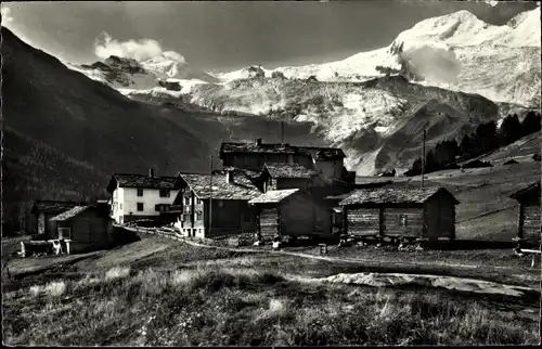 Ak Saas Fee Kanton Wallis, Allalinborn, Alphubel, Feegletscher, Längfluh