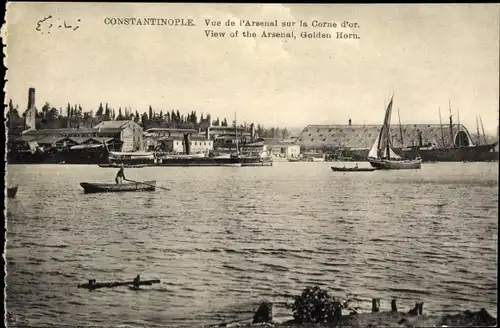 Ak Konstantinopel Istanbul Türkei, Vue de l'Arsenal sur la Corne d'Or