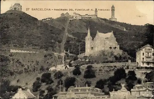 Ak Barcelona Katalonien Spanien, Panorama del Funicular al Tibidabo