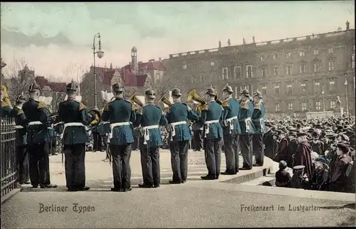 Ak Berlin Mitte, Freikonzert im Lustgarten, Militärkapelle