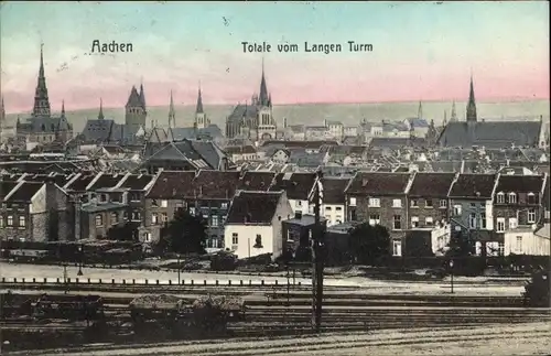 Ak Aachen in Nordrhein Westfalen, Panorama vom Langen Turm