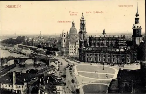 Ak Dresden Altstadt, Schlossturm, Frauenkirche, Kath. Hofkirche, Ständehaus