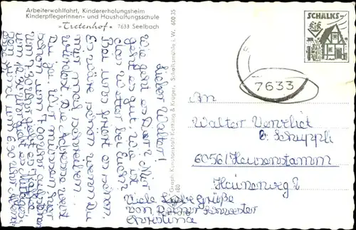 Ak Seelbach im Schwarzwald Baden, Tretenhof, Kindererholungsheim, Inneres