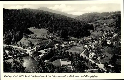 Ak Schönmünzach im Murgtal Baiersbronn im Schwarzwald, Blick vom Verlobungsfelsen