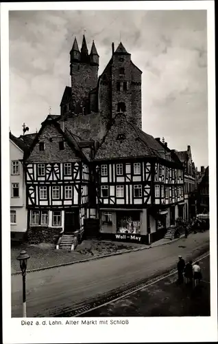 Ak Diez an der Lahn, Alter Markt mit Schloss