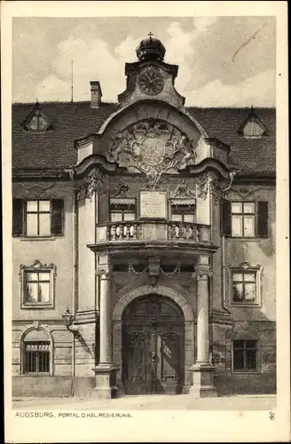 Ak Augsburg, Portal der Kgl. Regierung, Balkon