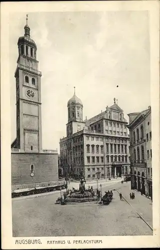 Ak Augsburg in Schwaben, Rathaus mit Perlachturm