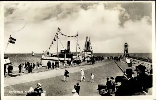 Ak Norderney in Ostfriesland, Hafen, Dampfer, Seezeichen