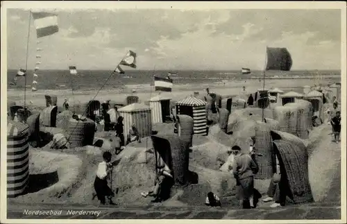 Ak Nordseebad Norderney Ostfriesland, Strandpartie