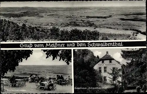 Ak Meißner in Hessen, Schwalbenthal, Blick vom Pensionshaus, Gasthaus Schwalbenthal, Gartenterrasse