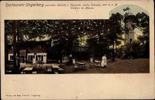 Ak Neustadt in Sachsen, Ungerberg Restaurant, Terrasse, Aussichtsturm