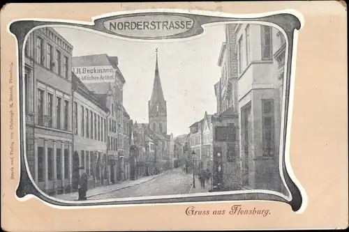 Passepartout Ak Flensburg in Schleswig Holstein, Norderstraße