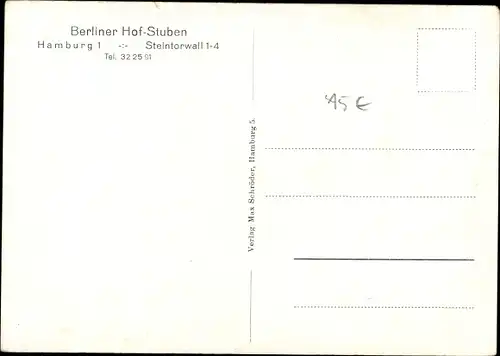 Ak Hamburg Mitte Altstadt, Berliner Hof Stuben, Steintorwall 1-4