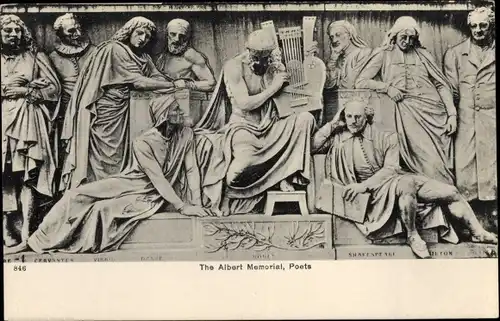 Ak London City England, The Albert Memorial, Poets