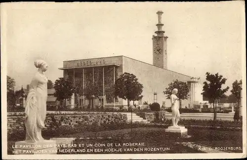 Ak Bruxelles Brüssel, Exposition 1935, Weltausstellung, Pavillon des Pays Bas, Roseraie