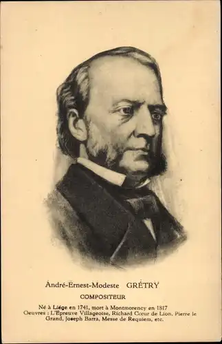 Ak Komponist Andre Ernest Modeste Gretry, Portrait