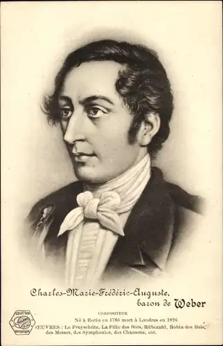 Ak Komponist Charles Marie Frederic Auguste baron de Weber, Portrait
