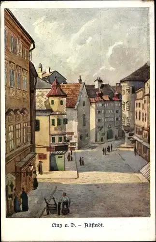 Künstler Ak Linz an der Donau Oberösterreich, Altstadt