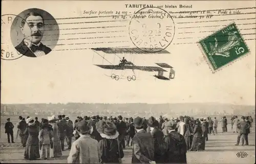 Ak Tabuteau, sur biplan Bristol, Flugpionier, Doppeldecker