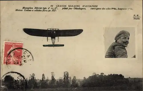 Ak Grande Semaine d'Aviation, Monoplan Bleriot, pilote par Olieslagers
