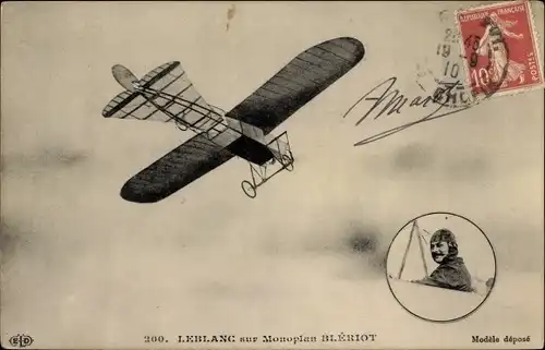 Ak Leblanc sur Monoplan Blériot, Pilot, Flugpionier