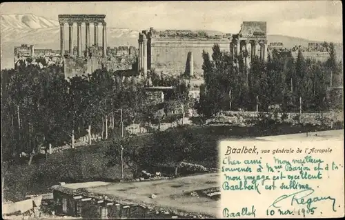 Ak Baalbek Libanon, Vue generale de l'Acropole