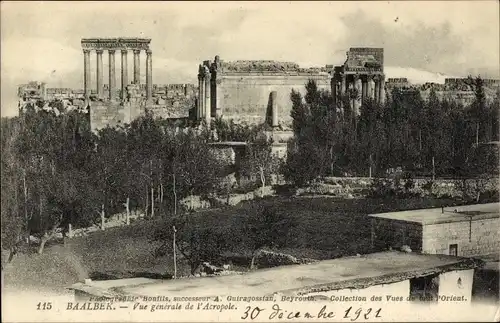 Ak Baalbek Libanon, Vue generale de l'Acropole