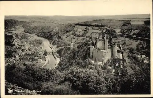 Ak Vianden Luxemburg, Blick auf die Ruinen