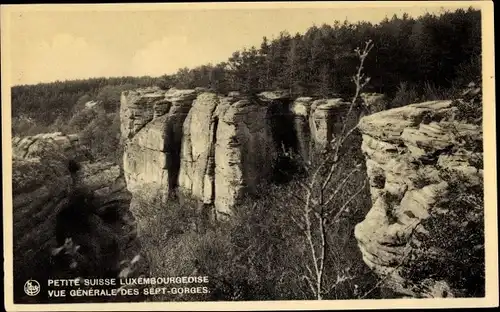 Ak Luxemburg Luxembourg, Petite Suisse Luxembourgeoise, Vue Générale des sept Gorges