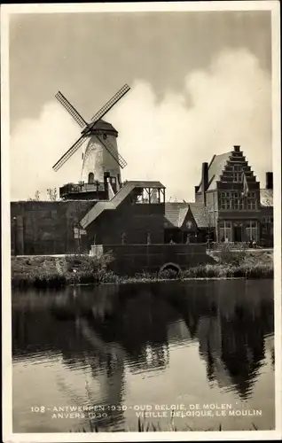 Ak Antwerpen Flandern, Weltausstellung 1930, Alte Windmühle