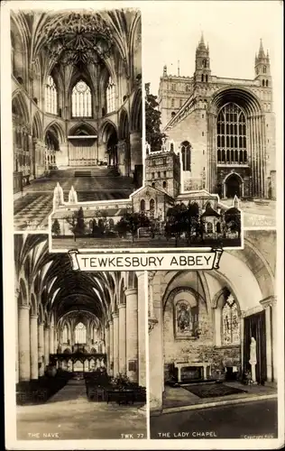 Ak Tewkesbury Gloucestershire England, Abbey, The Lady Chapel, The Nave