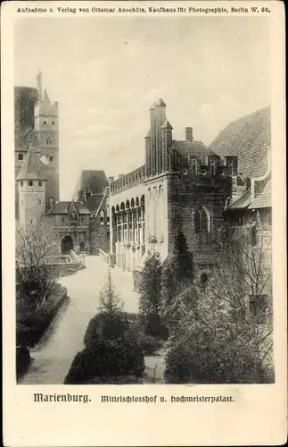 Ak Malbork Marienburg Westpreußen, Mittelschlosshof, Hochmeisterpalast