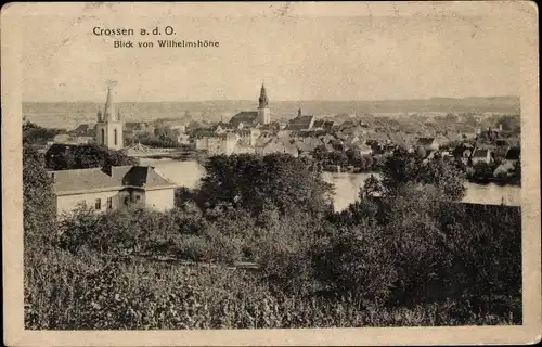 Ak Krosno Odrzańskie Crossen Oder Ostbrandenburg, Blick von Wilhelmshöhe