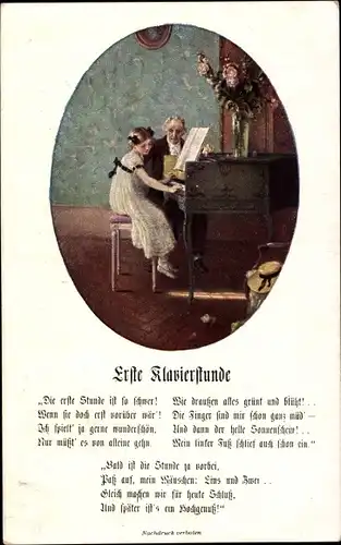 Ak Erste Klavierstunde, Die erste Stunde ist so schwer