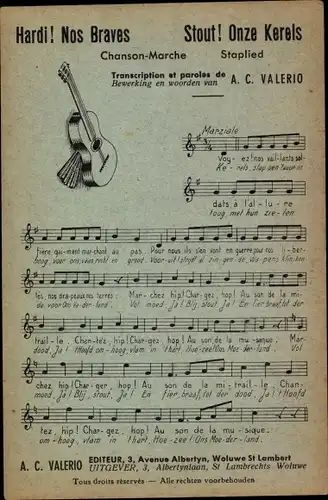 Lied Ak Hardi, Nos Braves, Chanson-Marche, A. C. Valerio, Gitarre