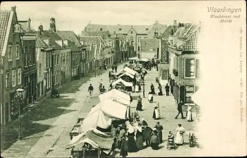 Ak Vlaardingen Südholland, Waalstraat met Markt