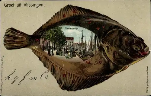 Fisch Litho Vlissingen Zeeland Niederlande, Nieuwendijk