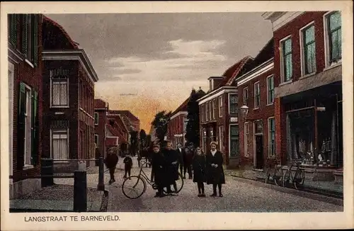 Ak Barneveld Gelderland, Langstraat, Straßenpartie, Geschäft