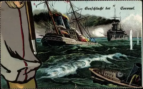 Puzzle Ak Deutsches Kriegsschiff, Seeschlacht bei Coronel, Soldatenbein rechte Seite