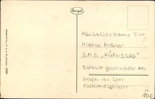 Ak Deutsches Kriegsschiff, SMS Nürnberg, Kleiner Kreuzer, Kaiserliche Marine