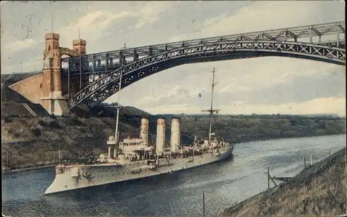 Ak Deutsches Kriegsschiff, SMS Leipzig, Kleiner Kreuzer, Hochbrücke, Kaiserliche Marine