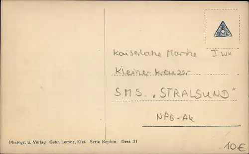 Ak Deutsches Kriegsschiff, SMS Stralsund, Kleiner Kreuzer, Kaiserliche Marine