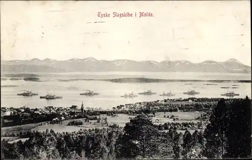 Ak Molde Norwegen, Tyske Slagskibe, Deutsche Kriegsschiffe, Kaiserliche Marine, SMS Freya