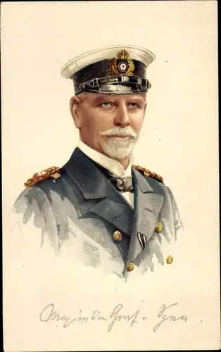 Künstler Ak Vizeadmiral Maximilian Graf von Spee, Portrait, Kommandeur Kaiserliche Marine