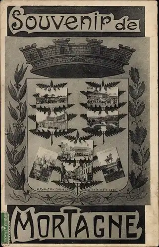 Ak Mortagne Nord, Ortsansichten, Krone, Wappen