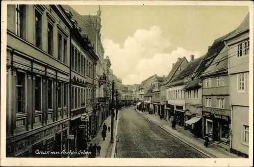 Ak Aschersleben im Salzlandkreis, Straßenpartie, Geschäfte