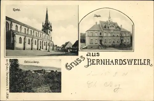 Ak Bernardswiller Bernhardsweiler Elsass Bas Rhin, Kirche, Schule, Odilienberg