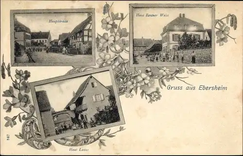 Ak Ebersheim Elsass Bas Rhin, Hauptstraße, Haus Rentner Weiss, Anwohner