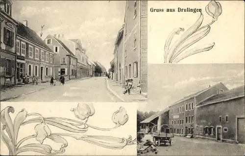 Ak Drulingen Elsass Bas Rhin, Straßenpartie, Geschäfte