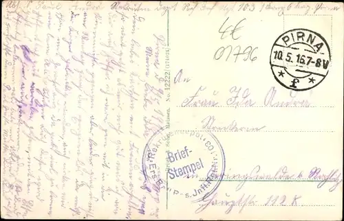 Ak Pirna an der Elbe, Schloss Sonnenstein, Parkanlage, Fontäne